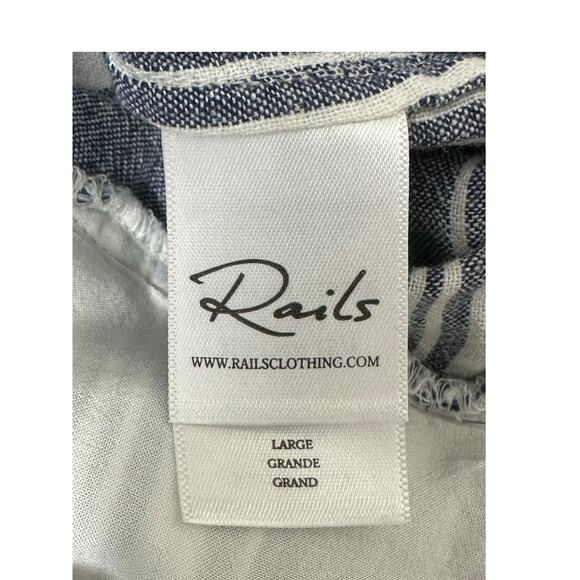 Rails Jumpsuit Women Large Kyra Seaport Stripe Blue Pockets Linen Wide Leg Beach - Picture 4 of 6